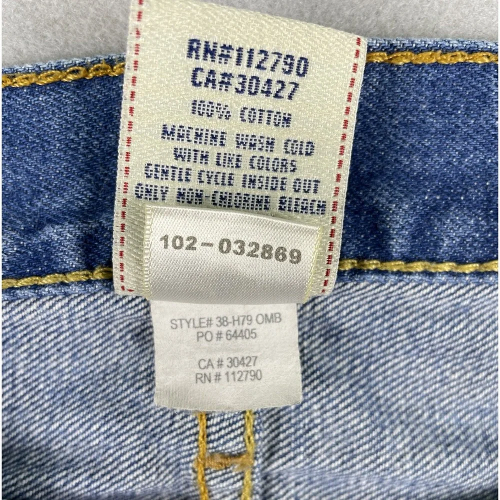 True Religion Jeans Mens 32 Blue Billy Straight Distressed Button Fly Made USA